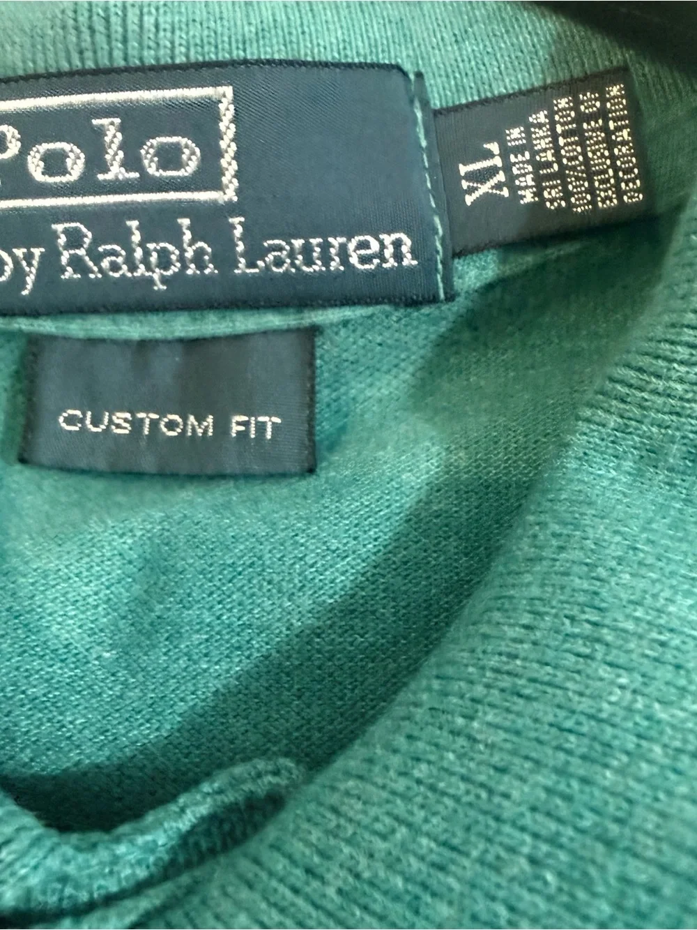 Polo Ralph Lauren Custom Fit Polo Shirt XL Turquoise Purple Pony
